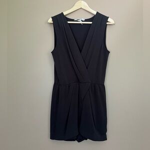 {BCBGeneration} Sleeveless Faux Wrap Romper in Black - Size small